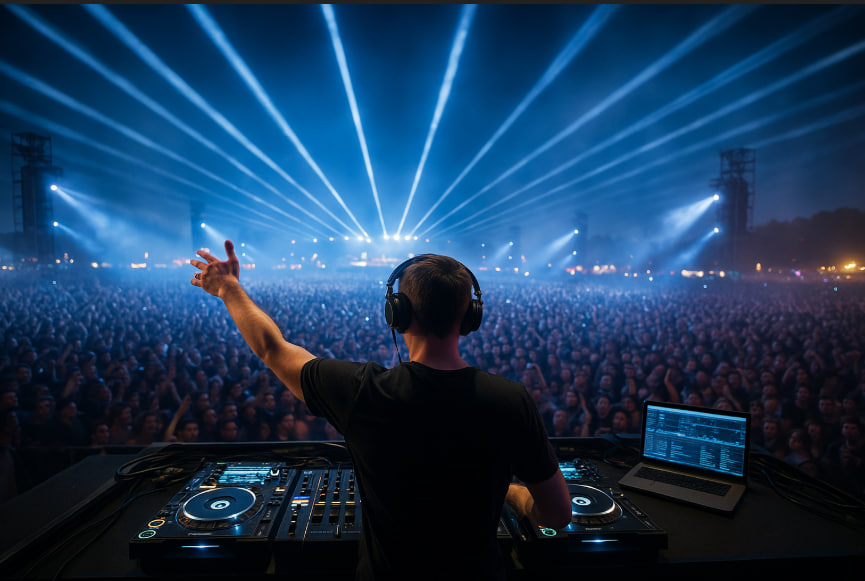 Festival musik elektronik 2025 dengan DJ modern dan crowd global
