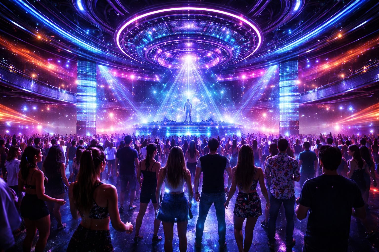 Future of clubbing 2030 dengan klub futuristik dan teknologi digital